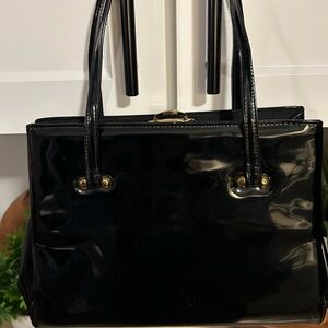 Vintage Fashions by Margolin Black Patent Leather Hand Bag